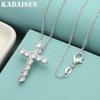 New Factory Wholesale Fashion 925 Sterling Silver Jewelry Charm Elegant Women Shiny Crystal CZ Necklace Jewelry Wedding Cute
