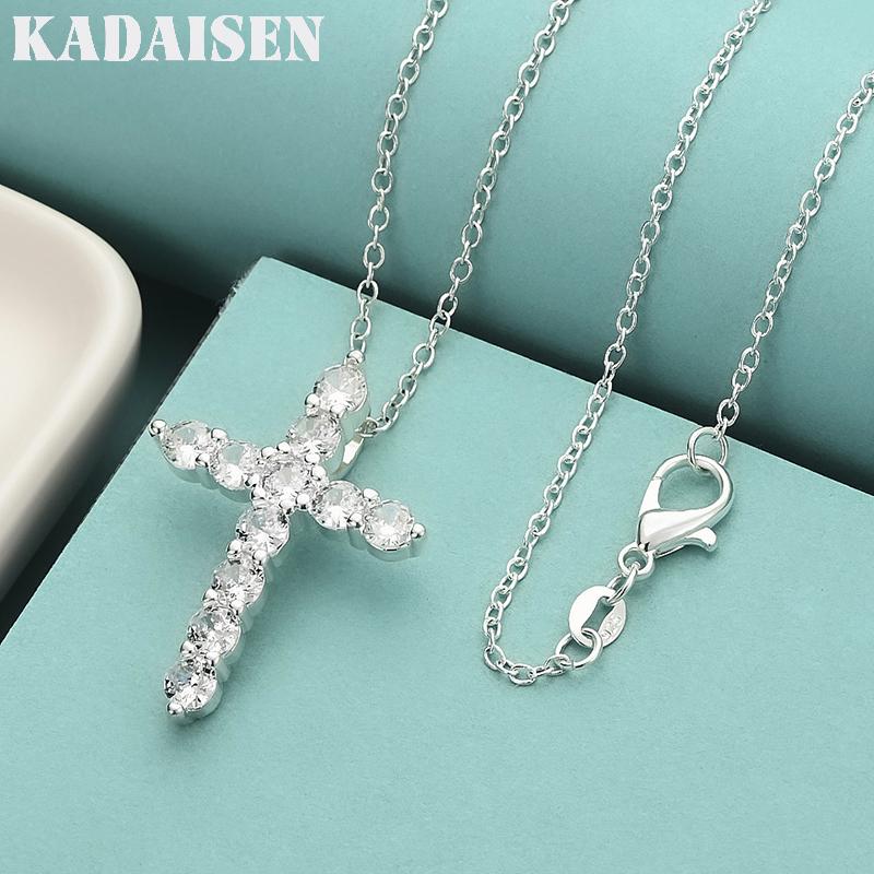 New Factory Wholesale Fashion 925 Sterling Silver Jewelry Charm Elegant Women Shiny Crystal CZ Necklace Jewelry Wedding Cute