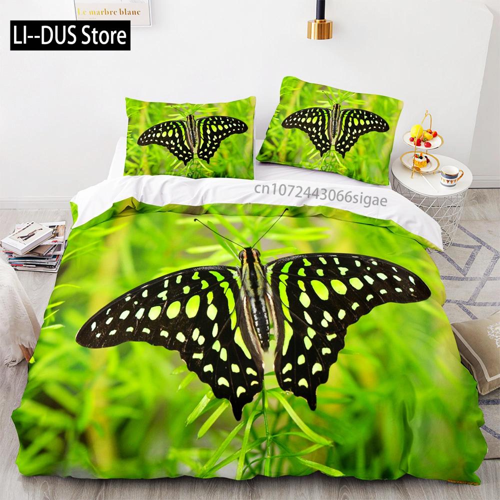 Butterfly Bedding Set Single Twin Full Queen King Size Mountain Elf Bed Set Aldult Kid Bedroom Duvetcover Sets 3D Anime 034