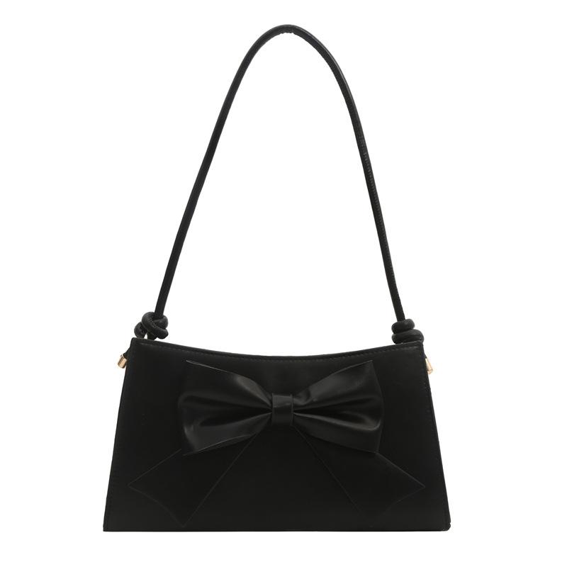 

Модная иностранная повседневная сумка-подмышка с бантом 2024 года, летняя новая простая однотонная сумка через плечо чёрный