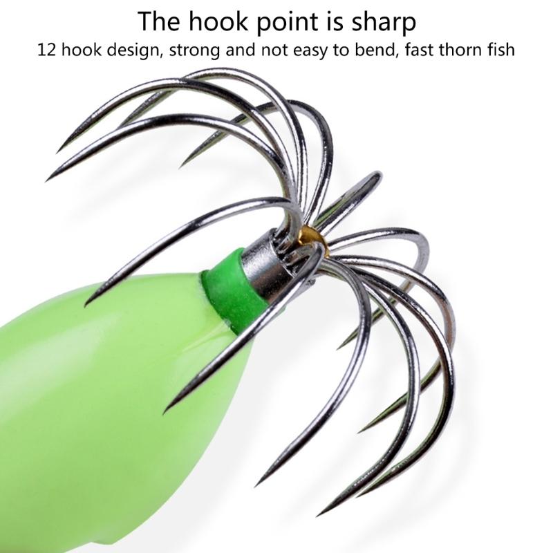 Shrimp Prawn Hooks Auto Glow Squid Hook Saltwater Luminous Fishing Squid Lures
