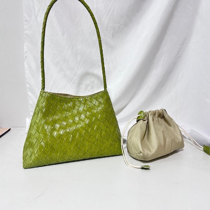 Summer Underarm Women'S Handbag Imitation Leather Woven Bag Large Capacity Mother-Child Bucket Bag Casual Vacation Shoulder Bag
