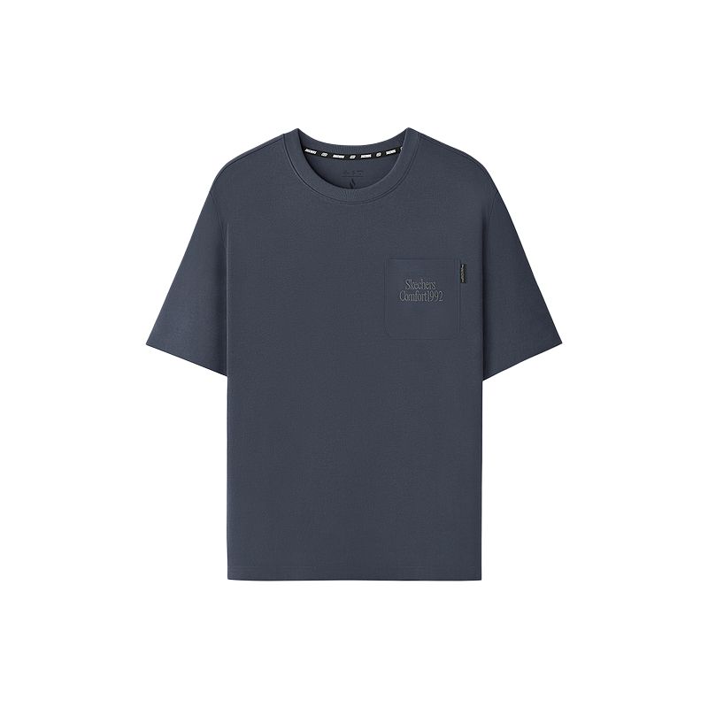 Skechers Sport Alliance Series Simple Comfortable Fashion Casual Breathable Short Sleeve T-Shirt Men Tops Odyssey-Gray L225M132-026R XS
