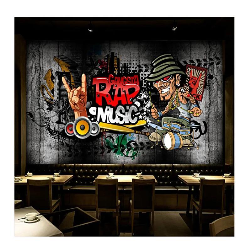 

3d Retro Hip-Hop Mural Rock Music Wall Background Wallpaper For Wall Bar Ktv Background Modern Wallpaper 200 cm(W) x 140 cm(H)