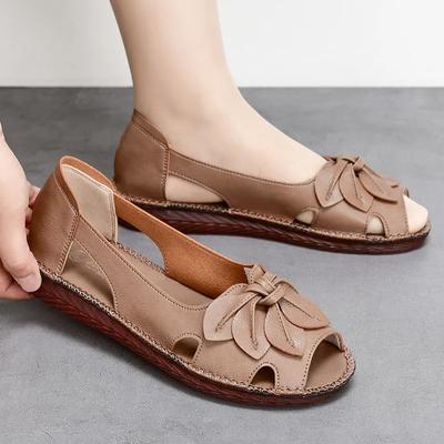 2024 New Summer Red Casual Sandals Women Shoes Sandalia Mom Leather Wedge Heel Comfort Sandals Larger Size 35-42