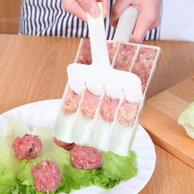 Kuchyňská forma na rybí kuličky, masové kuličky, masové kuličky s krevetami, čtyřspojený výrobník masových kuliček, lžíce na masové kuličky, vařené kuličky, lžíce na plnění masa, vařič