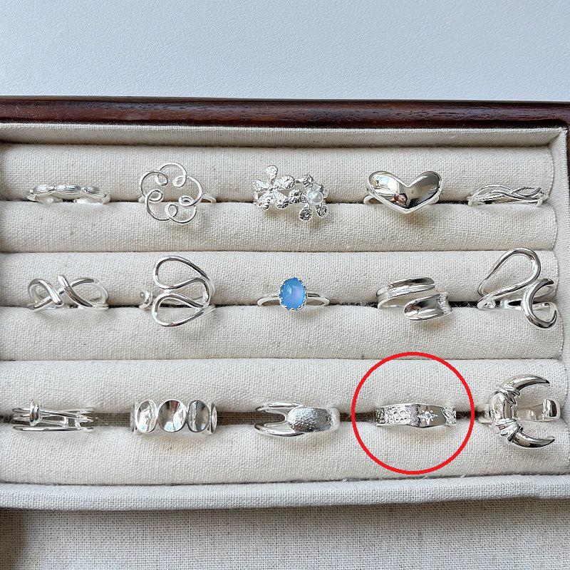 Korean 925 Sterling Silver Geometric Ring: Non-Fading, Versatile, Adjustable, Bright Finish for Women.