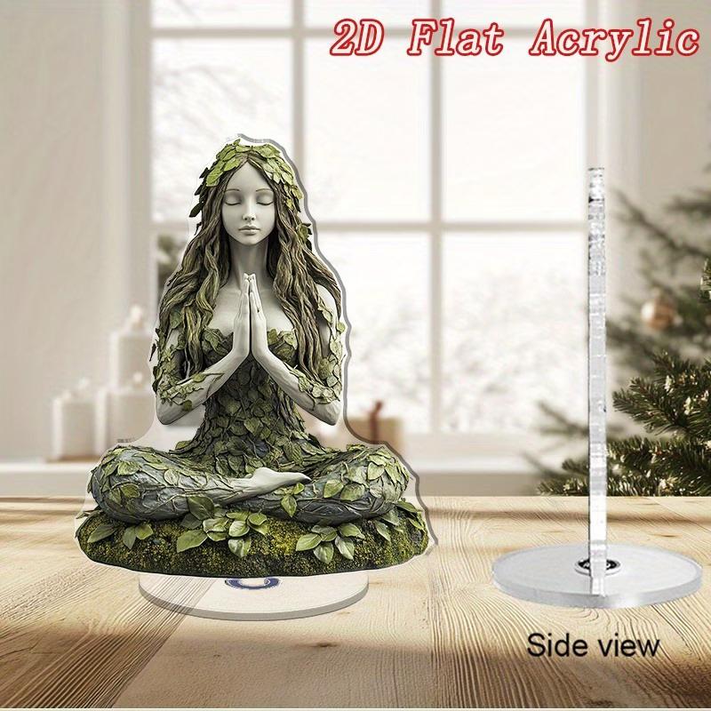 2D Flat Rotating Acrylic Desktop Decor Forest Goddess Design Table Figurine Meditation Goddess Home/Office Decoration Perfect Gi