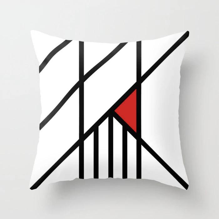 Black and Red Geometric Decorative Pillowcases Living Room Office Home Pillowcases Car Ornaments
