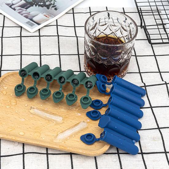 Ice Stick Mold with Lid 6 Hole Reusable Food Grade Easy To Clean Ice Making Silicone Finger Shape Ice Tray for Home