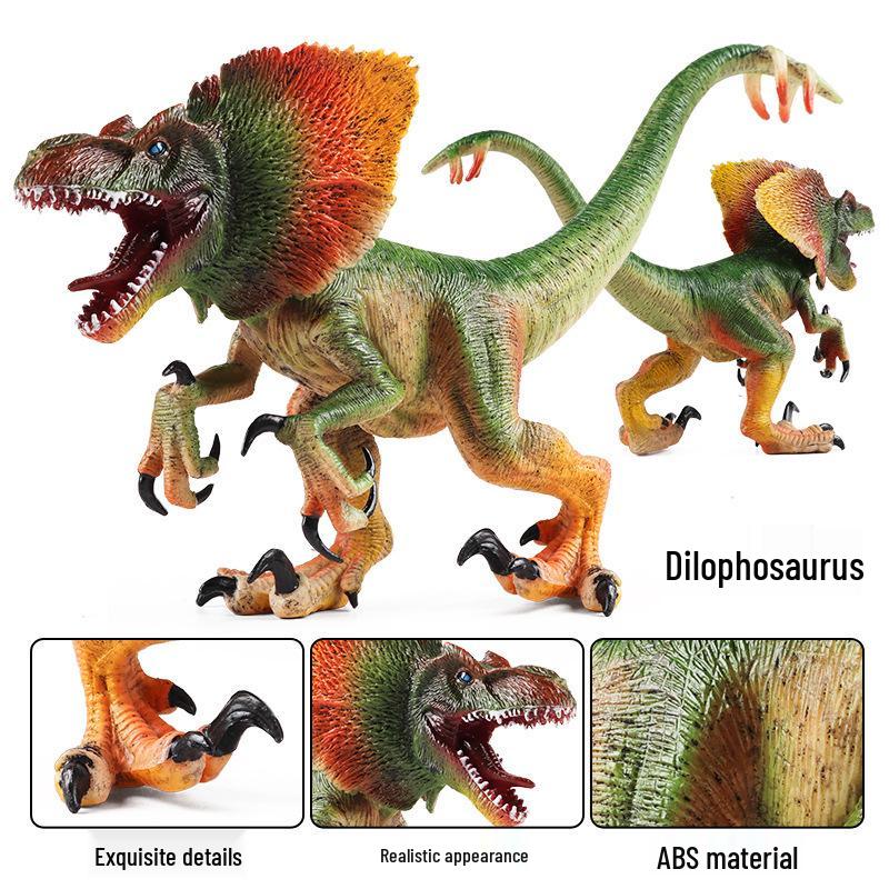 Double-Crested Dilophosaurus Model: Velociraptor Blue & Styracosaurus Dinosaur Toy Ornament