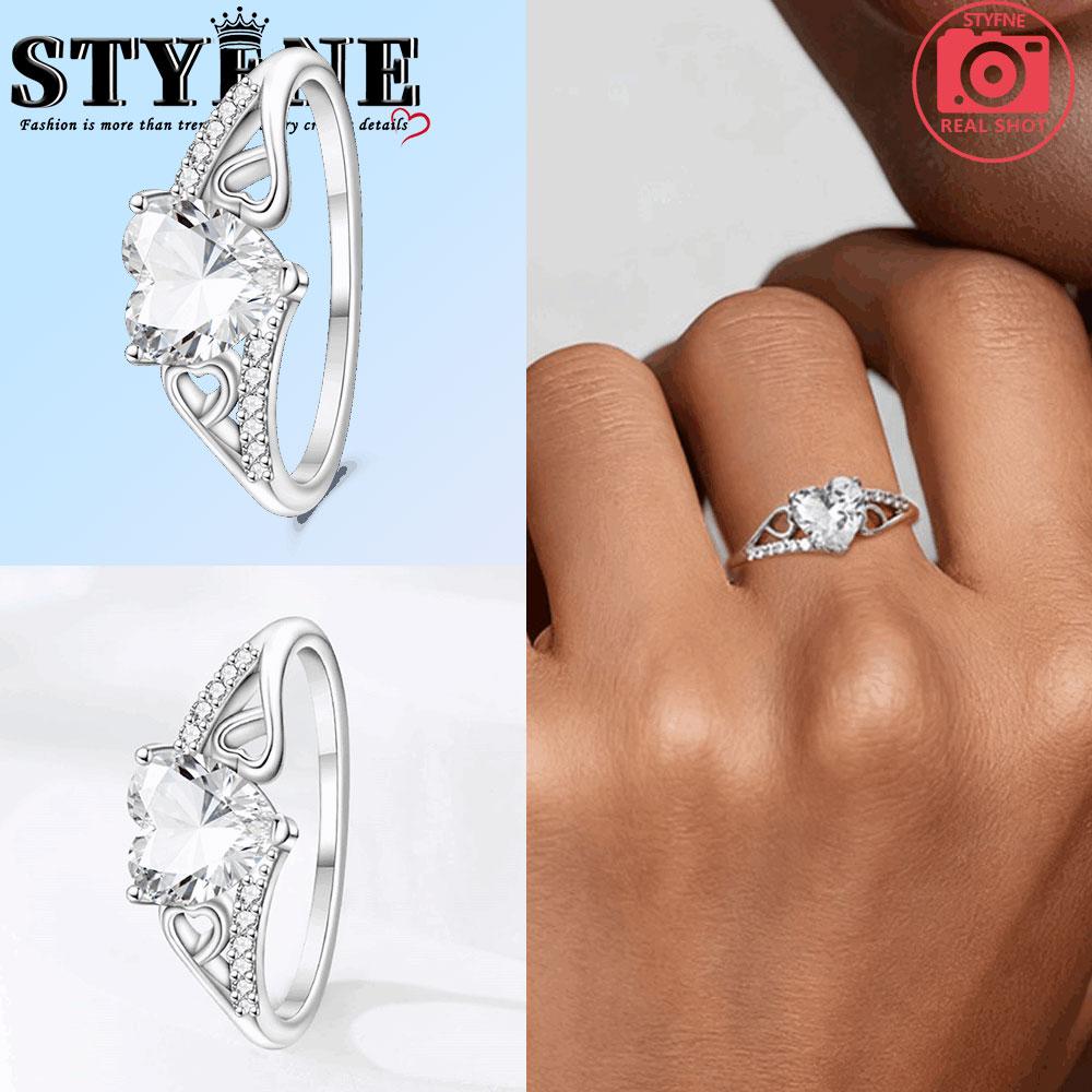 copper Heart White Zirconium Couple Proposal Ring Womens Anniversary Gift Engagement Rings for Women Mens Jewelr