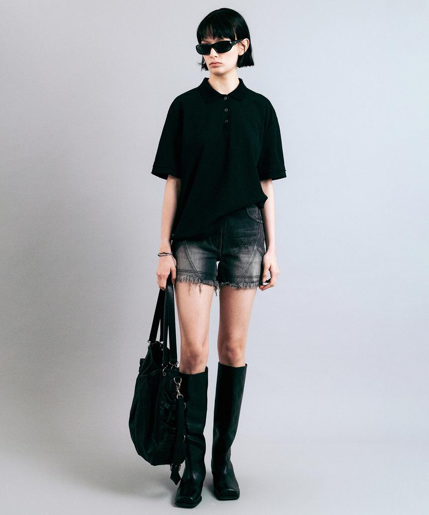 Bellie (W) Essential Layered Polo Shirt - Black