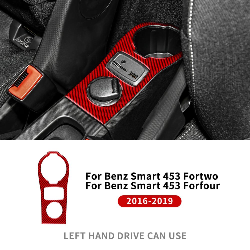 Echte Weiche Kohlefaser Auto USB Lade Panel Abdeckung Zierleisten Aufkleber Für Mercedes Benz Smart 453 Fortwo/Forfour 2016 2017 2018 2019