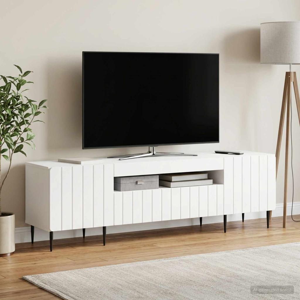 LED TV Cabinet ZWOLLE 153 X 35 X 43 Cm White Engineered Wood