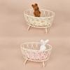 1:8 Scale Mini Cast Iron Cradle with Cotton Floral Cushion Suitable for OB11 BJD Decorative Scene  Accessories Desktop Ornament