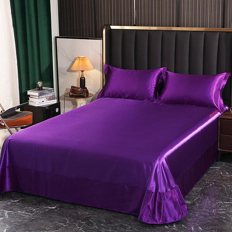 Washable Silk Fitted Sheet Set with Satin Pillowcase & Double Duvet Cover