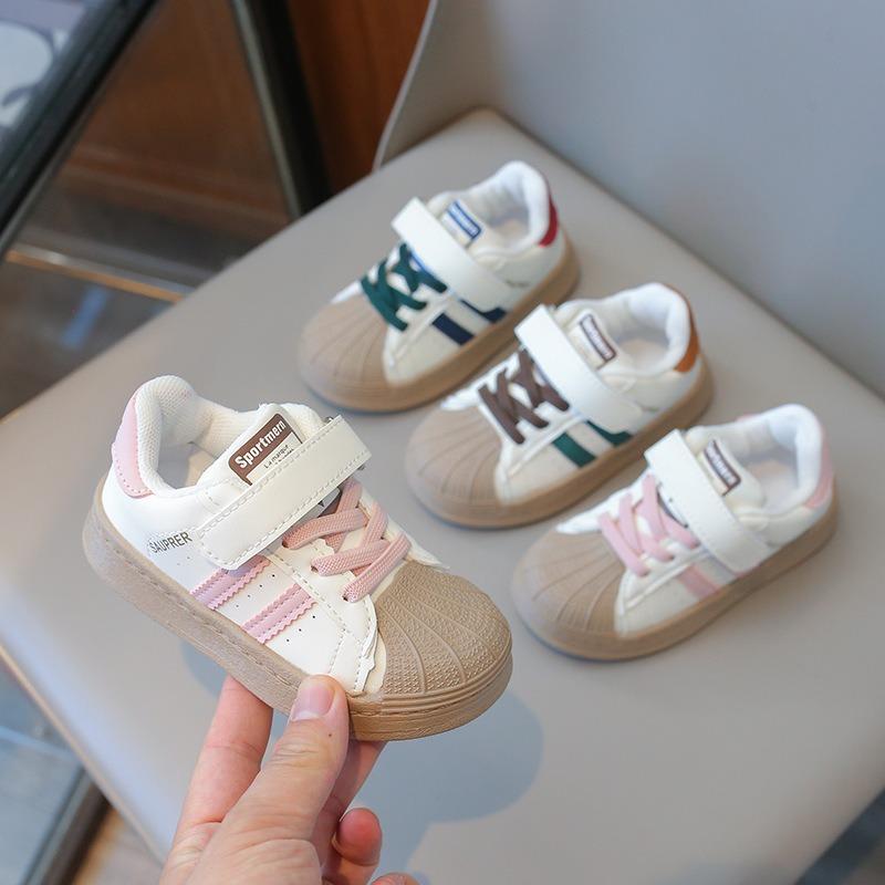 Kids' Sneakers, Minimalist Unisex Baby Soft-Sole Anti-Slip Shell-Toe Shoes, Children's Casual Shoes & White Flats.