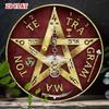 Pentagram Design Metal Wall Art Fine Detailed Flat Round Decor for Home Cafe Wall Decoration