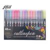 Radiating Lines Markers Dual-Tip Metallic Outline Pens Fluorescent Marker with Colorful Borders Paint Smooth Tip Highlighters for Cards Crafts & Notes