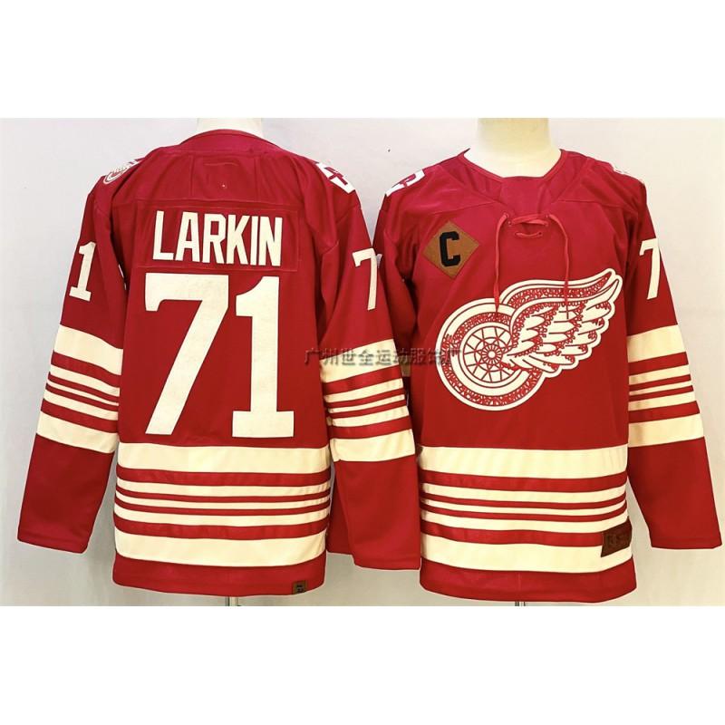 Mens Retro Ice Hockey Jersey Custom Number 71 88 Larkin DeBrincat Datsyuk Cotton Blend Practice Uniform
