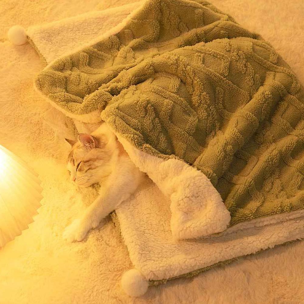 Soft Warm Plush Dog Cat Blanket Double Layer Thicken Plush Pet Blanket for Relaxing