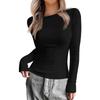 Women's Slim Bottom T-shirt Fashion Casual Color V-Neck Pullover Long Sleeve Top