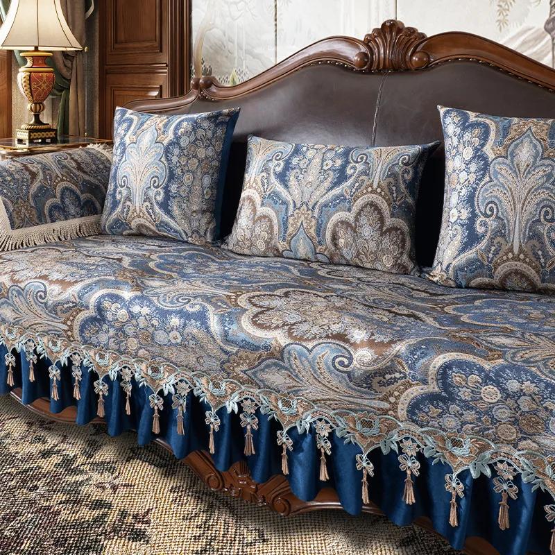 

AI WINSURE-Винтажный чехол для дивана с вышивкой из шенилла, нескользящий кожаный чехол для дивана, 1, 2, 3 места, подушка для дивана из европейского жаккарда 58x65