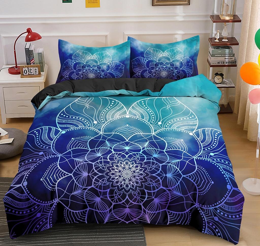 King Size Mandala Duvet Cover Queen King Quilt Cover Psychedelic Bohemian Luxury Bedding Set 3 Piece Set With 2 Pillowcases