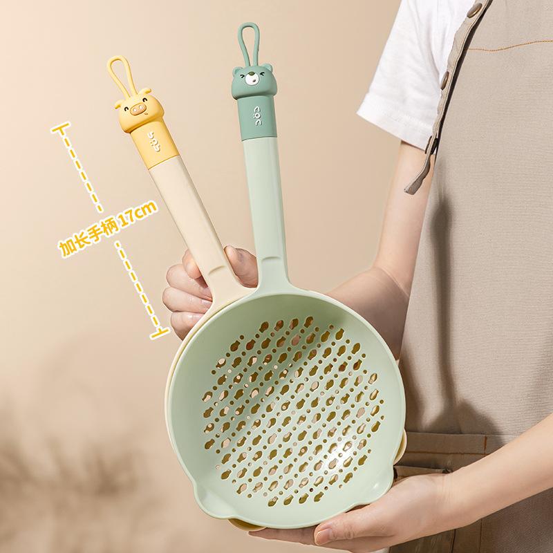 Household Kitchen Long-handled One-piece Formed Noodle Scooping Spoon, High-temperature Resistant Draining Scooping Spoon