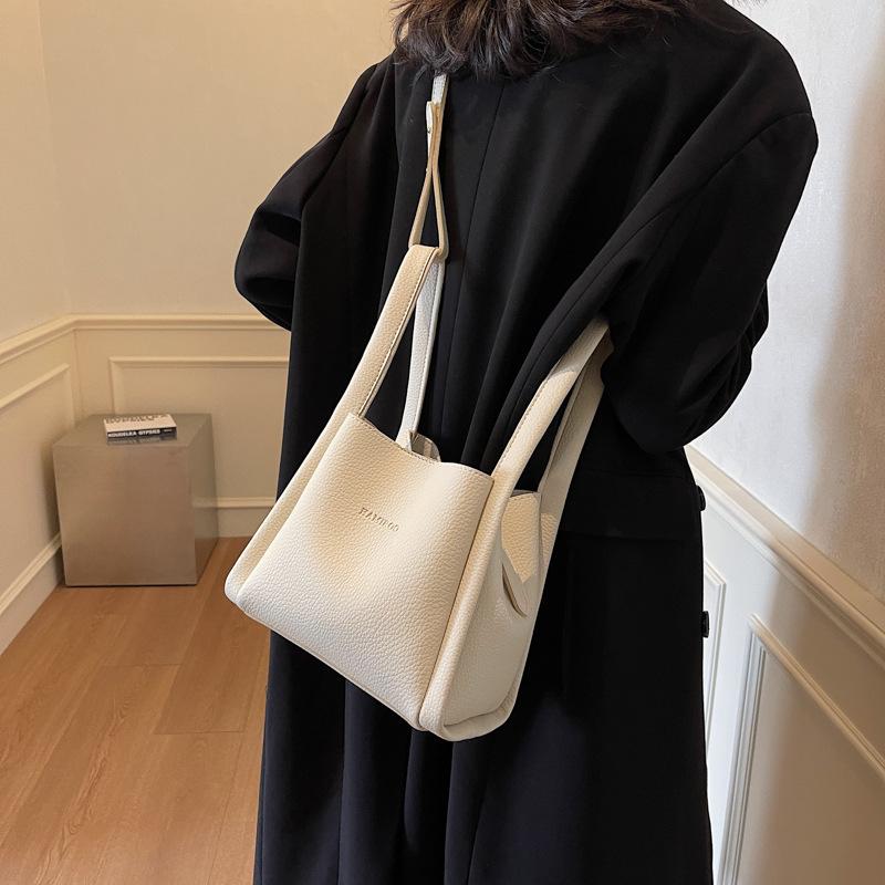 Women's Bag 2025 Winter New Vegetable Basket Simple Handbag Soft Leather Shoulder Bag Oblique Span Bucket Bag