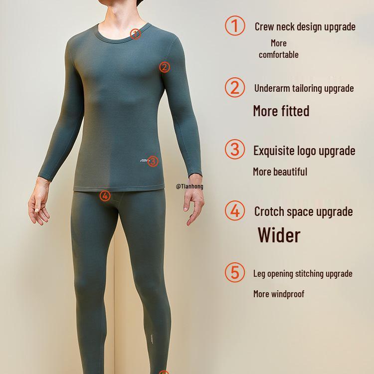 Men's Woolen Thermal Underwear Set: Autumn & Winter Fleece Pants & Top