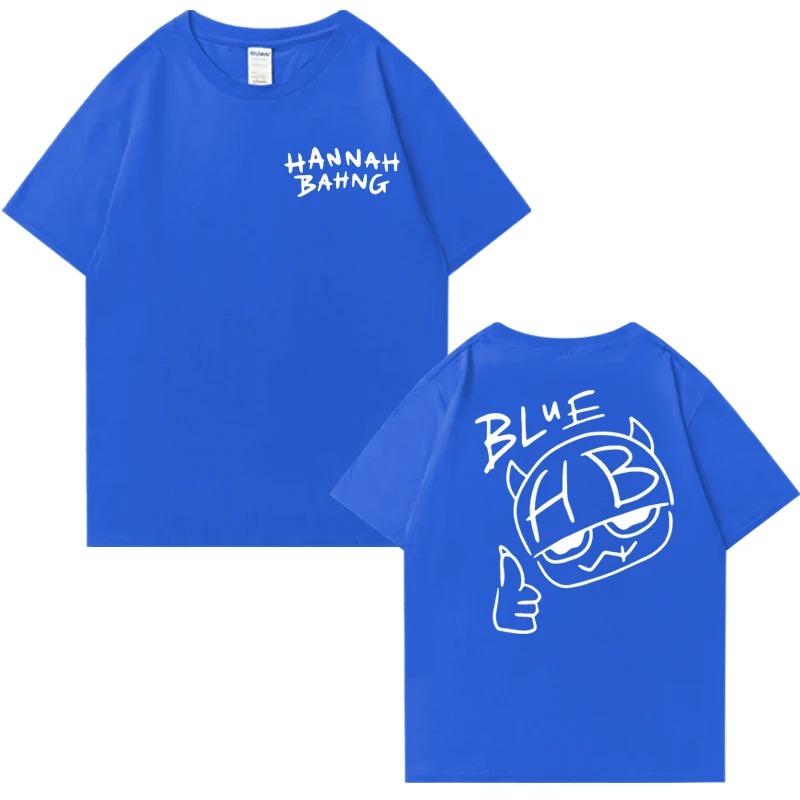2026 New In Hannah Bahng Blue Double Sided Graphics T Shirt Men Women Harajuku Vintage Tops Unisex Cotton Short Sleeve T-shirts