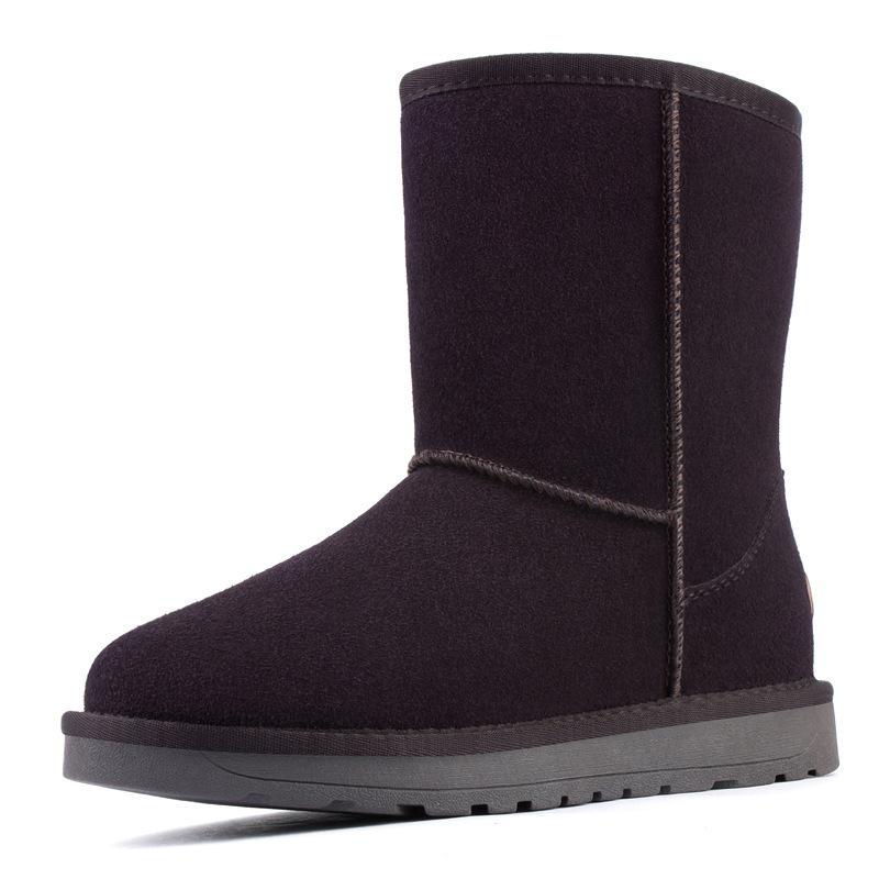 Nouvel automne et hiver, avec velours ajouté et chaussures pour femmes épaissies, en cuir de vache pour la chaleur, chaussures en coton neige, bottes polyvalentes et décontractées