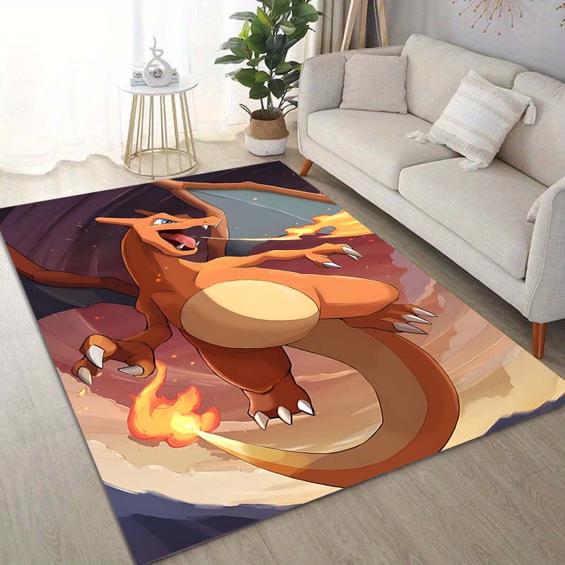 1PC Pokémon Charizard Dracaufeu Pikachu Printing Carpet for Living Room Bedroom Kid's Room Home Decor Area Rug Non-slip Mat