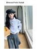2025 Girls' Mid-Length Pleated Skirt with Bow & Metal Logo - Spring & Autumn Wear