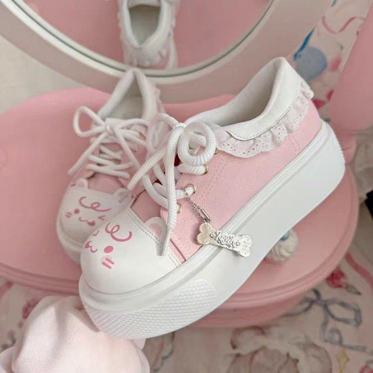 

House Cute Soft Girl Canvas Shoes Women Soft Cute Comfortable Merad Lolita Potter College Single Shoes Women Lolita 40