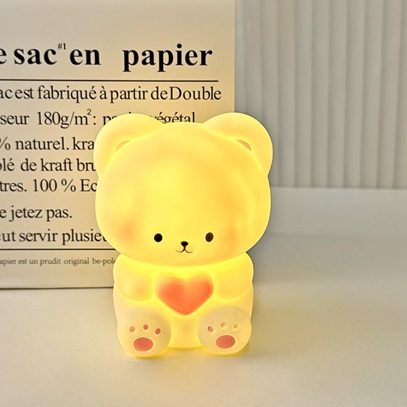Cartoon Cute Heart-shaped Bear Night Light Bedroom Bedside Ambient Light Glowing Toy