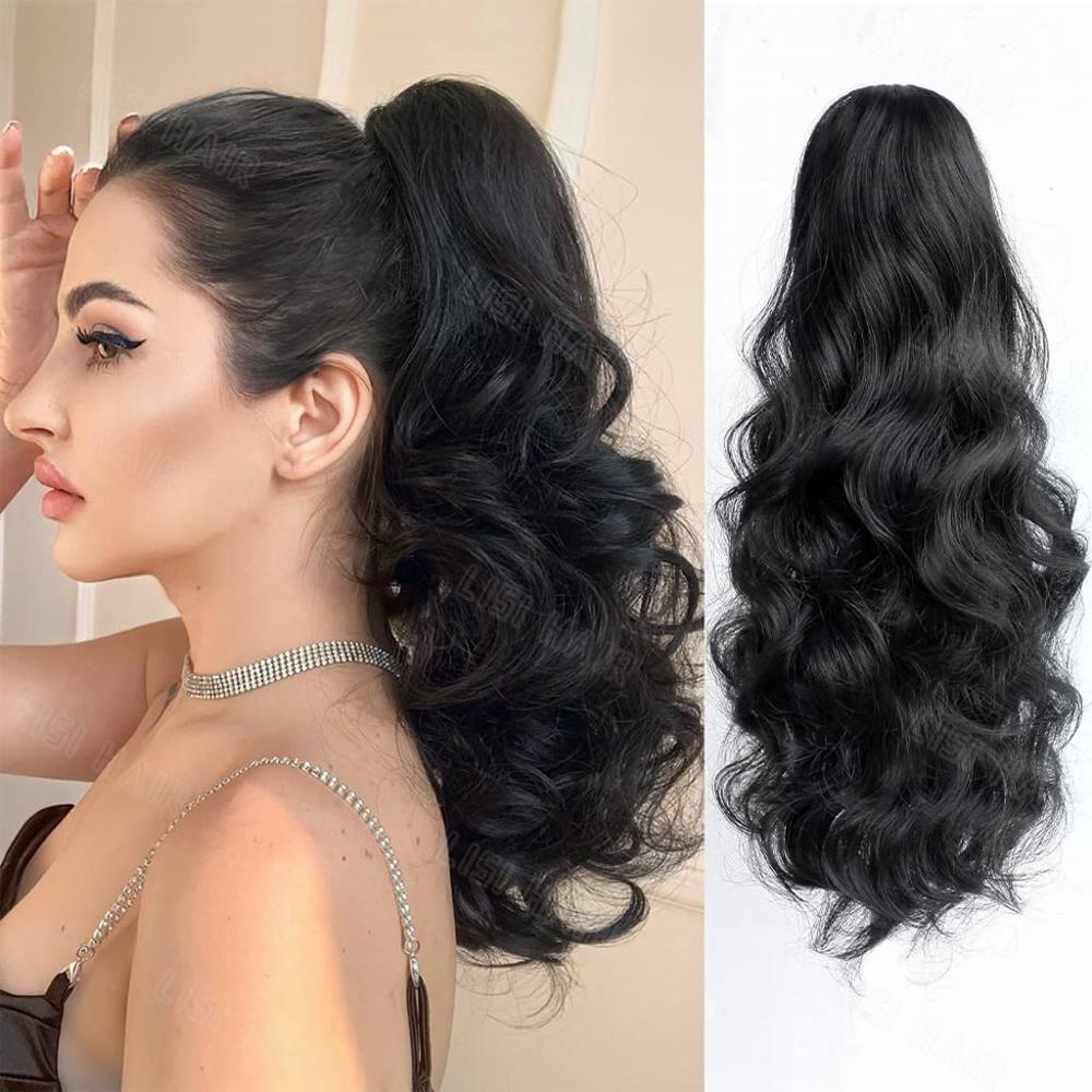 MISS WIG Synthetische lange Klaue gewellte lockige Pferdeschwanz Perücke Extensions Clip täglich flauschigen Pferdeschwanz Haarteil für Frauen