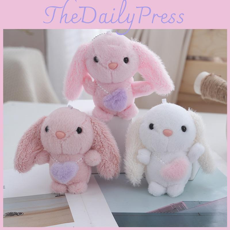 Pink Charming Plush Bunny Keychain Miniature Cuddly Doll Perfect For Childrens Presents