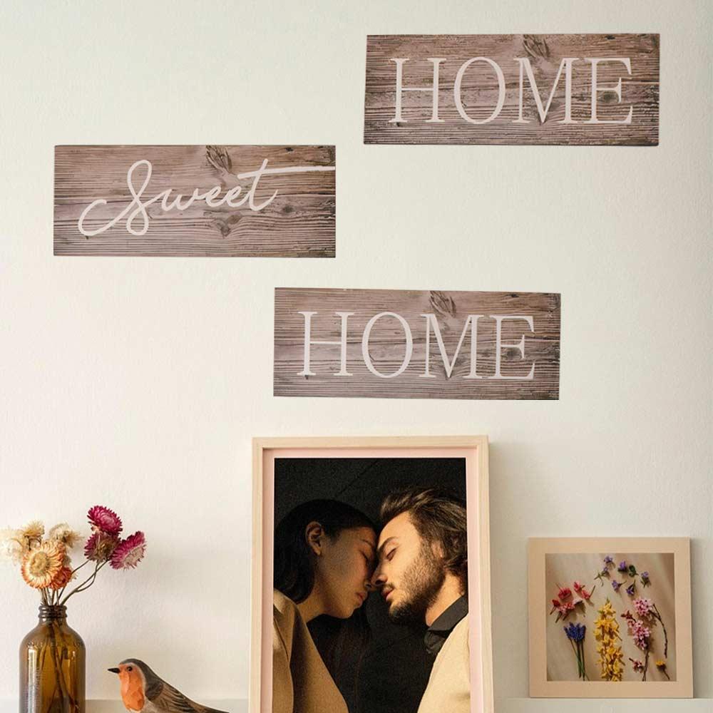 The Feeling of Returning Home Letters Sign Rustic Style English Letter Hanging Board  Wedding