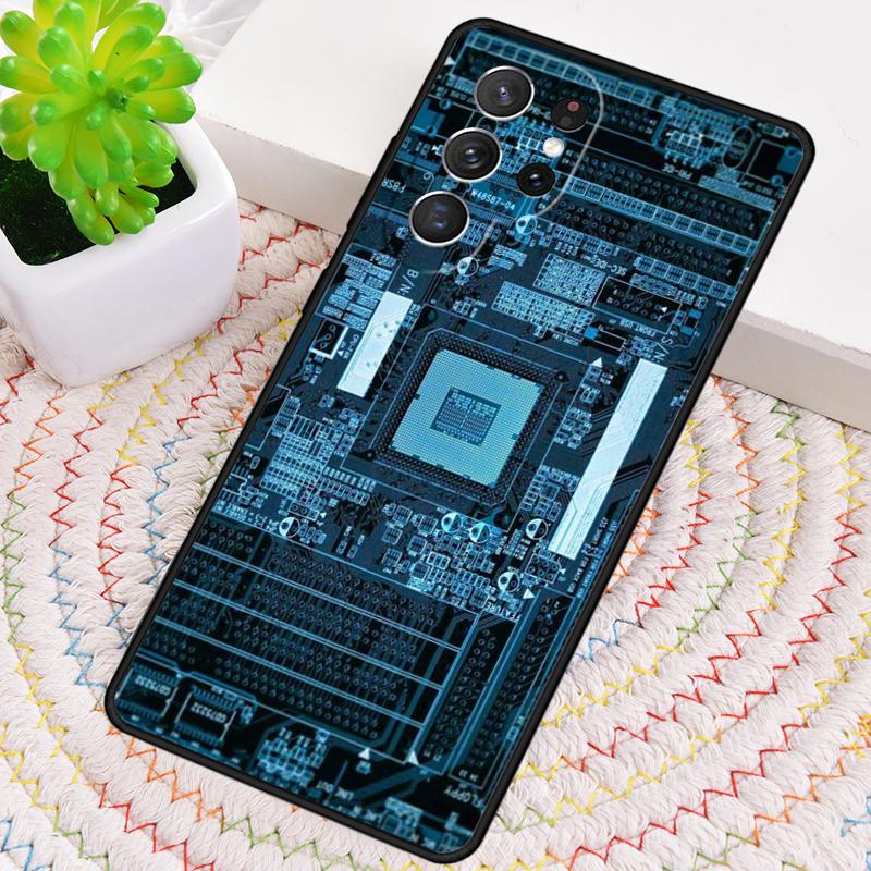 Motherboard Circuit Board Silicone Phone Case For Samsung Galaxy note 10 pro S26 S25 S24 S23 S22 S21 Plus S25Ultra Capa Cover