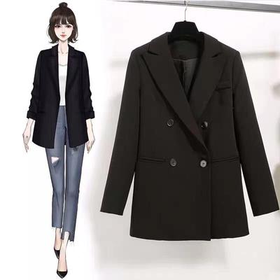 Long Sleeve Double Breasted  Spring and Autumn  Korean Loose Casual Blazer Female Plus Size
