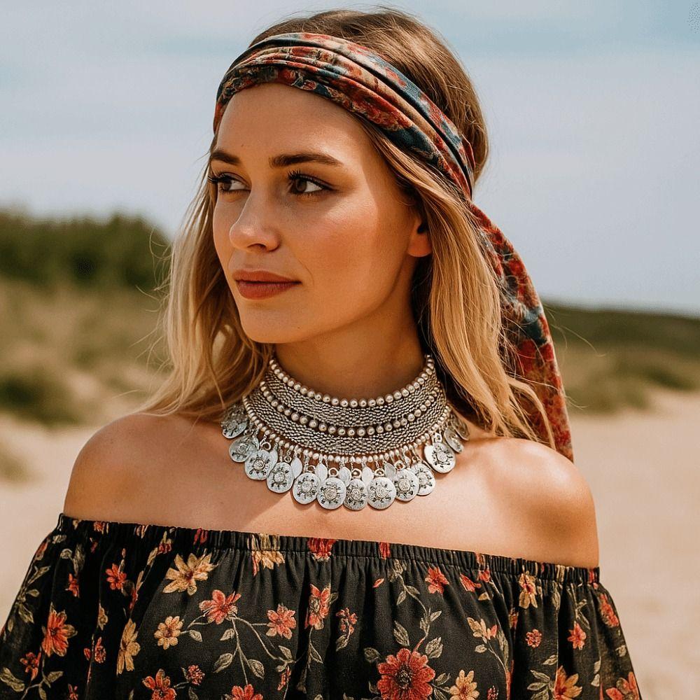 Geometric Shape Chunky Necklaces Alloy Boho Necklaces Afghan Turkish Necklaces Ethnic Jewelry