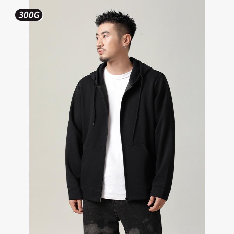Men's 300g Antibacterial Zipper Hoodie - Simple, Casual, Solid Color, Lightweight Cardigan for Spring & Autumn