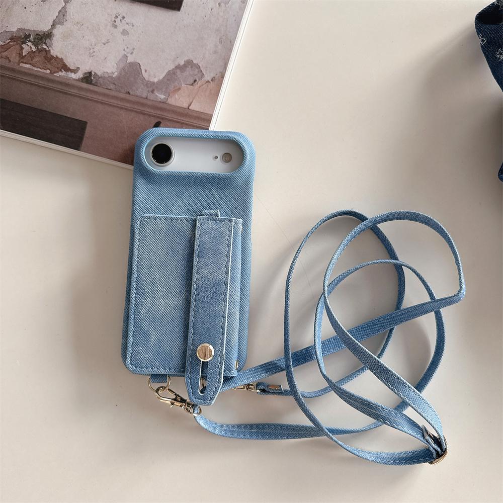 Crossbody Wrist strap Cowboy Leather Wallet Card Slot Phone Case17 Air 16 15 14 Plus 13 12 Pro Max 11 Lanyard Protective Cover