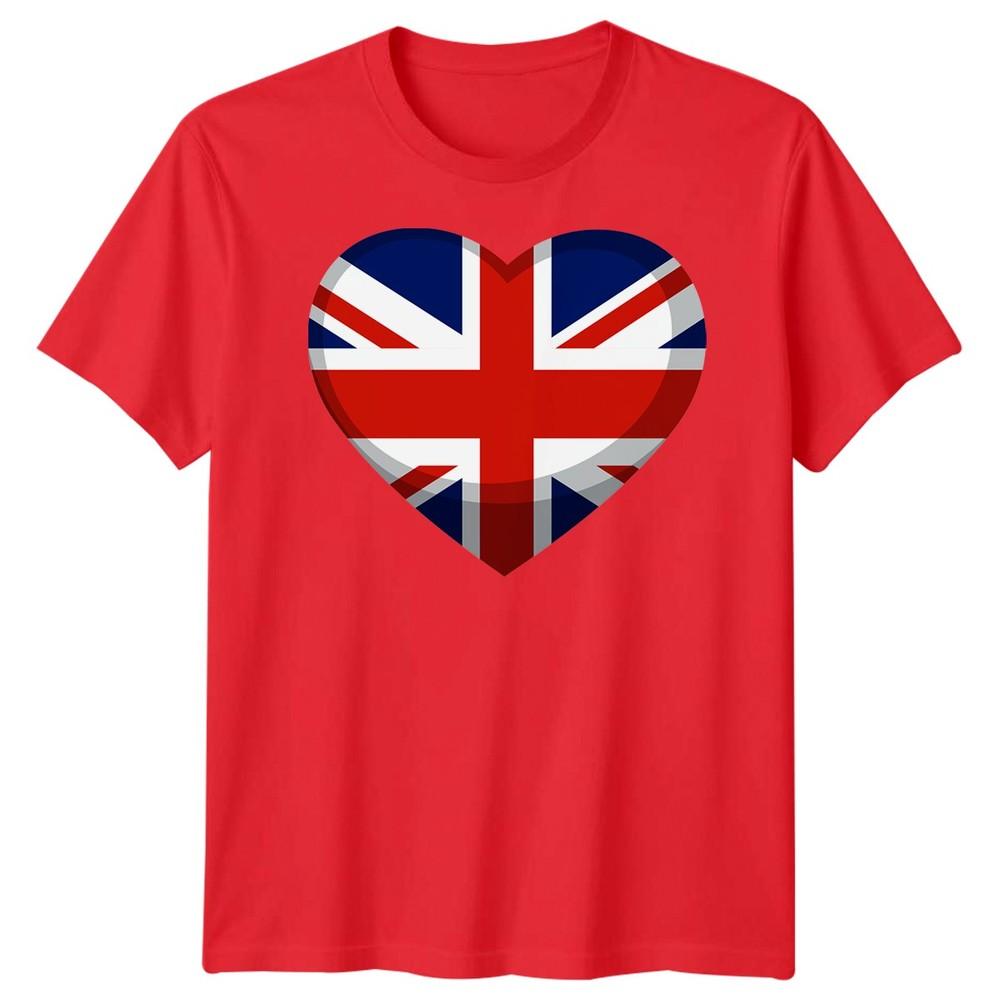 Union Jack TShirt Heart England UK Flag Tee Great Britain Shirt Adults Kids S
