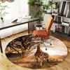 1pc Giraffe Savannah Round Chair Mat Office Area Rug - Non-Slip, Floor Mat for Office, Bedroom, and Indoor Decor P127038