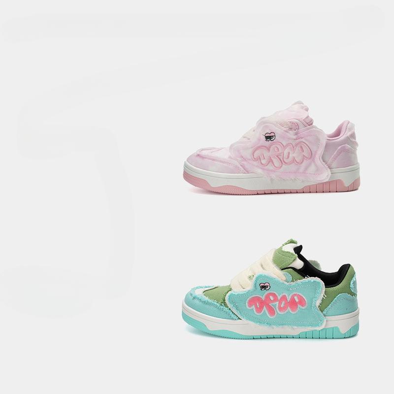 New Denim Frayed Design Casual Shoes Women's Street Fashionable Breathable Sneaker Women's Flat Sneakers