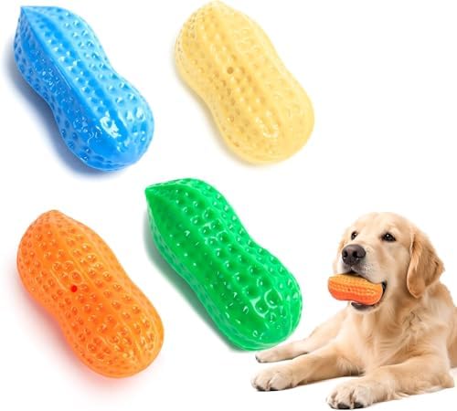 ElevaPulse 4-Pack Peanut Dog Toys, Indestructible Chew Toys for Dental Care & Mental Stimulation, Interactive Fun for Small Medium Large Dogs